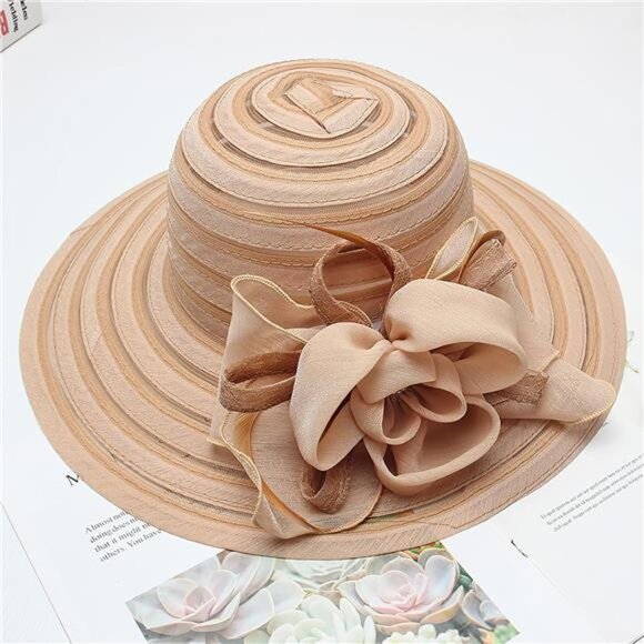 Kentucky Derby Hats - Organza Hat Fascinator Hat Khaki
